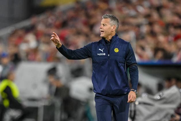 Trainer Kjetil Knutsen (FK Bodo Glimt) gestures during the UEFA Champions League 2026 2027 match between Bayern Muenchen and Bodo Glimt at Fussball Arena Muenchen on September 10, 2026 in Munich, Germany. (Photo by Harry Langer DeFodi Images) -
