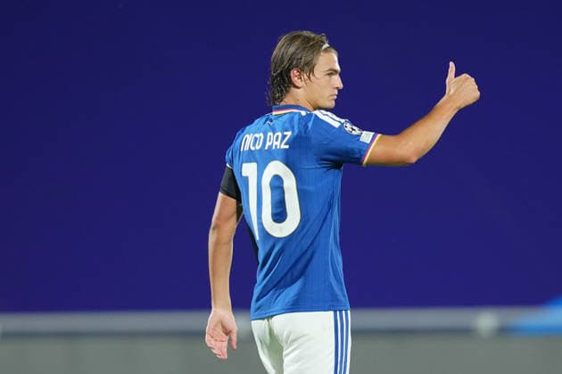 Como™s Nico Paz during the UEFA Champions League football match between Como and RB Leipzig - Champions League 2026 2027 - Giuseppe Sinigallia in Como , north Italy - Thursday , September 10 , 2026. - Soccer  Copyright: xSpada LaPressex