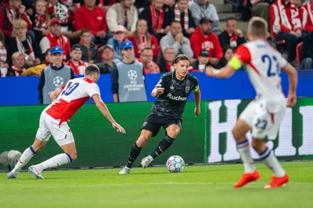Florian Thauvin with the ball during UEFA Champions league match, SK Slavia Praha - RC Lens , 10 september 2026, Fortuna Arena, Praha, Czech republic Copyright: xMICHALxFAJT,ZOSPORTU.SKx MAJ_3536