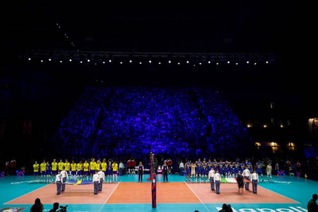 during the opening match of the CEV Enel Eurovolley 2026, between Italy and Sweden, Piazza del Plebiscito, Naples, September 10, 2026.  Copyright: xAlessandroxGarofalo LaPressex