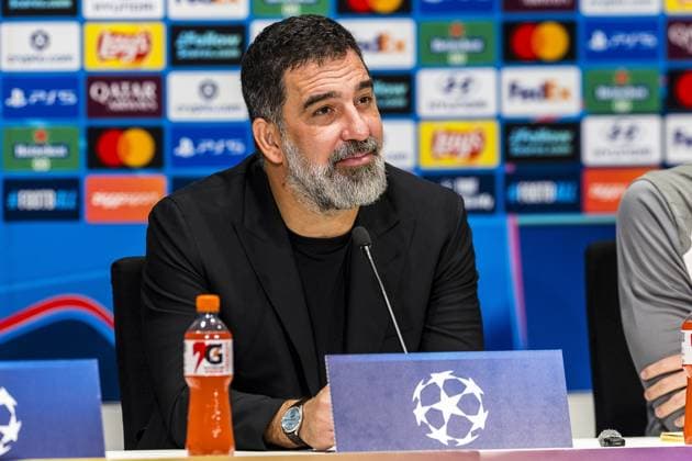 EINDHOVEN , 10-09-2026 , Philips stadium, season 2026 2027 , UEFA Champions League football , match between PSV and Shakhtar Donetsk, picture shows Shakhtar Donetsk coach Arda Turan press conference, PK, Pressekonferenz PSV - Shakhtar Donetsk  x206829657x Copyright: