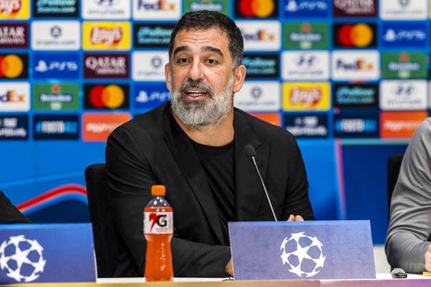 EINDHOVEN , 10-09-2026 , Philips stadium, season 2026 2027 , UEFA Champions League football , match between PSV and Shakhtar Donetsk, picture shows Shakhtar Donetsk coach Arda Turan press conference, PK, Pressekonferenz PSV - Shakhtar Donetsk  x206829752x Copyright: