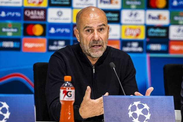 EINDHOVEN , 10-09-2026 , Philips stadium, season 2026 2027 , UEFA Champions League football , match between PSV and Shakhtar Donetsk, picture shows PSV trainer Peter Bosz press conference, PK, Pressekonferenz PSV - Shakhtar Donetsk  x206829774x Copyright: