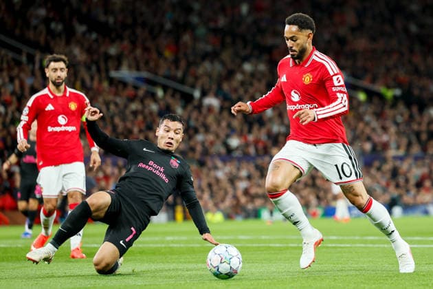 Manchester United, ManU v Sabah FC - UEFA Champions League 2026 27 League Phase MD1 Umarali Rakhmonaliev of Sabah and Matheus Cunha of Manchester United challenge during the UEFA Champions League 2026 27 League Phase MD1 match between Manchester United and Sabah FC at Old Trafford on September 10, 2026 in Manchester, England. Manchester Old Trafford England United Kingdom Copyright: xAllstarxPicturexLibraryxLtdx