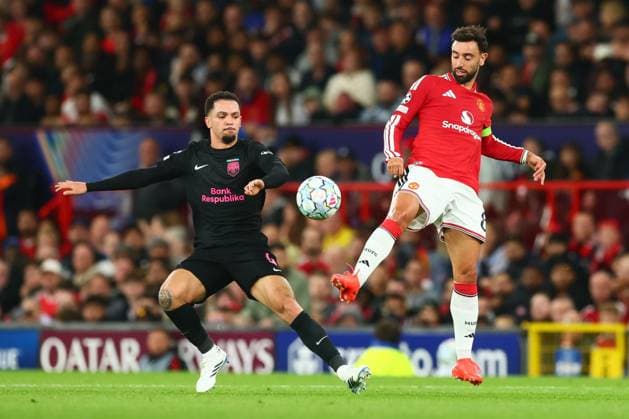 Aden McCarthy of Sabah and Bruno Fernandes of Manchester United, ManU Manchester United v Sabah, UEFA Champions League, Football, Old Trafford, UK - 10 Sep 2026Manchester Old Trafford United Kingdom  Copyright: xPaulxCurrie Shutterstockx 17144908at