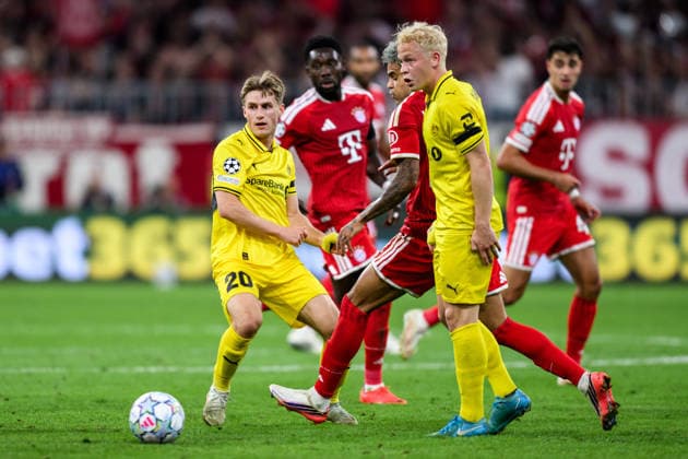 260910 Fredrik Sjovold of Bodo Glimt during the UEFA Champions League football match between Bayern München and Bodo Glimt on September 10, 2026 in Munich. Photo: Marius Simensen BILDBYRAN COP 238 MM0073 bbeng football fotball fotboll soccer uefa champions league mesterligaen bodo glimt bayern münchen Copyright: MARIUSxSIMENSEN BB260910BB663
