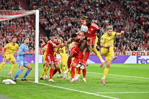 MUNICH, GERMANY; 10. SEPTEMBER: Corner kick by Bayern during the Champions League Match between FC Bayern Muenchen vs. FK Bodo Glimt at Matchday 1 at Allianz Arena Copyright: xBEAUTIFULxSPORTS Goldbergx