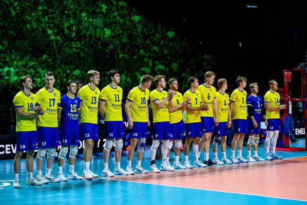 260910 Players of Sweden ahead of the CEV EuroVolley 2026 group stage volleyball match between Italy and Sweden on September 10, 2026 in Naples. Photo: Domenico Cippitelli BILDBYRAN COP 18 XY0128 volleyboll volleyball volleyboll-em italien sverige cev eurovolley 2026 italy sweden bbeng em Copyright: DomenicoxCippitelli BB260910BB692