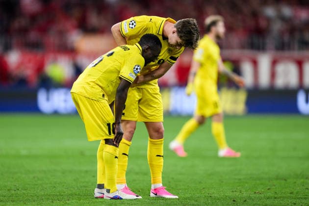 260910 Joshua Kitolano and Villads Nielsen of Bodo Glimt during the UEFA Champions League football match between Bayern München and Bodo Glimt on September 10, 2026 in Munich. Photo: Marius Simensen BILDBYRAN COP 238 MM0073 bbeng football fotball fotboll soccer uefa champions league mesterligaen bodo glimt bayern münchen Copyright: MARIUSxSIMENSEN BB260910BB724