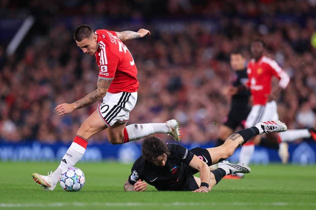 Football - UEFA Champions League - League Phase - Manchester United, ManU v Sabah FK 10th September 2026 - UEFA Champions League - League Phase - Manchester United v Sabah FK - Benjamin Sesko of Manchester United battles with Ivan Lepinjica of Sabah - Photo: Simon Stacpoole Offside. Manchester UK Copyright: xSimonxStacpoolexOffside