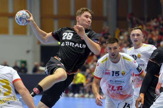 Luca Sigrist (MT Melsungen 28) beim Wurf; Leon Ljevar (HC Vardar Skopje 15) , GER, MT Melsungen - HC Vardar Skopje 1961 (MKD), Handball, Champions League Maenner, Group Matchesl, Saison 2026 2027, 10.09.2026, GER, MT Melsungen - HC Vardar Skopje, Handball, CL Maenner, Group Match, Saison 2026 2027, 10.09.2026 Kassel Copyright: xEibner-Pressefotox xRolandxSippelx EP_RSL