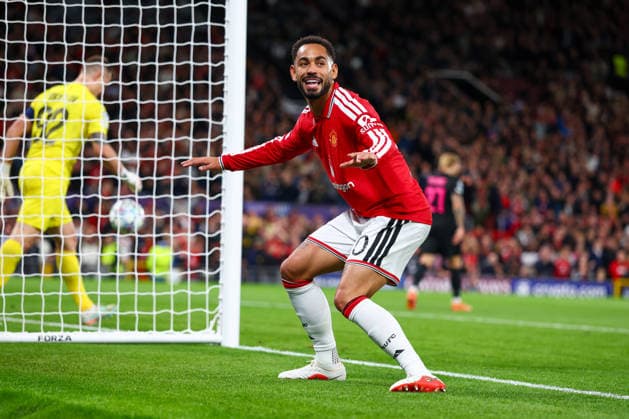 RECORD DATE NOT STATED 10th September 2026; Old Trafford, Manchester, England; UEFA Champions League Football, Manchester United, ManU versus Sabah; Matheus Cunha of Manchester United scores to make it 1-0 in the 27th minute RogerxEvans
