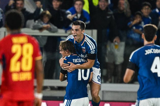 Como™s Tasos Douvikas celebrating after a goal during the UEFA Champions League stage match Phase MD1 between Calcio Como and RB Leipzig at the Giuseppe Sinigaglia stadium in Como, north Italy -September 10, 2026 - Soccer.  Copyright: xTizianoxBallabio LaPressex