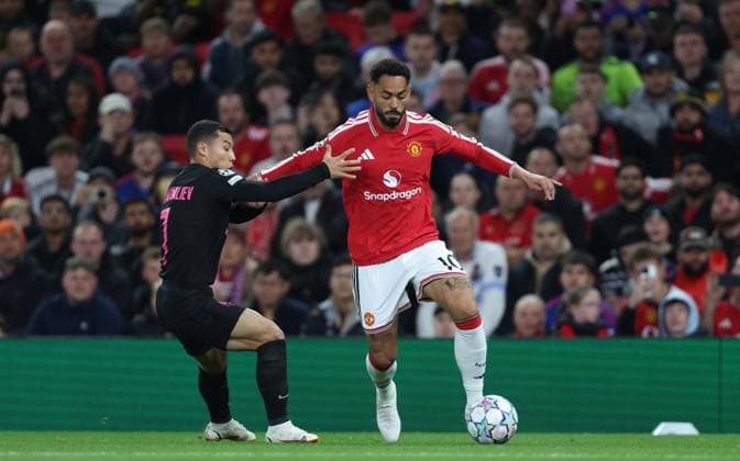 UEFA Champions League - Manchester United, ManU v Sabah MANCHESTER, ENGLAND, SEPTEMBER 10: Matheus Cunha of Manchester United on the ball during The UEFA Champions League match in The League Phase between Manchester United v Sabah at Old Trafford Stadium, Manchester, England, on September 10. (Photo by Daniel Weir) Manchester Old Trafford Stadium England Copyright: xDanielxWeir SportsxPressxPhotox Sportspressphoto_SPR227815