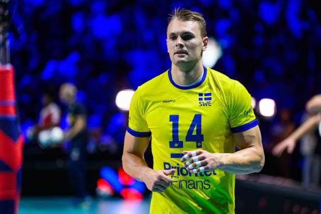 260910 Jacob Link of Sweden during the CEV EuroVolley 2026 group stage volleyball match between Italy and Sweden on September 10, 2026 in Naples. Photo: Domenico Cippitelli BILDBYRAN COP 18 XY0128 volleyboll volleyball volleyboll-em italien sverige cev eurovolley 2026 italy sweden bbeng em Copyright: DomenicoxCippitelli BB260910BB743