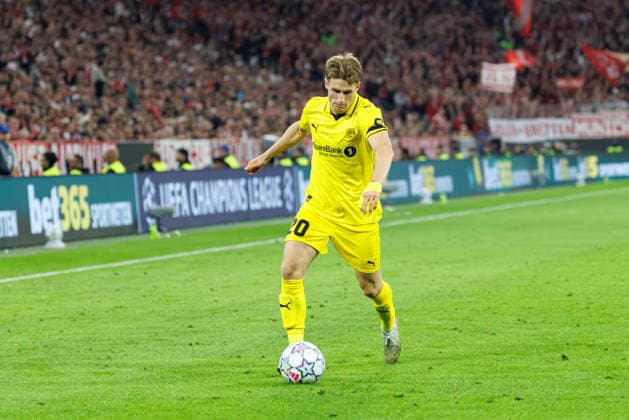 Fredrik Sjövold (20, FK Bodo Glimt) beim Spiel zwischen FC Bayern München v FK Bodo Glimt, Fussball, Herren, UEFA Champions League, 2026 2027, 1.Spieltag am 10.09.2026 in München, Allianz Arena. Bayern Deutschland
