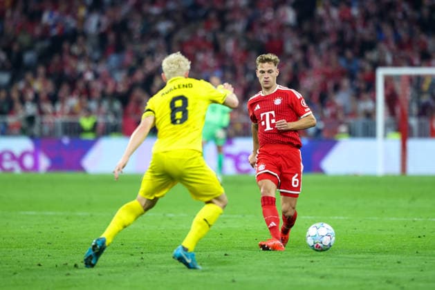 Joshua Kimmich (FC Bayern Muenchen, 06) mit Sondre Auklend (FK Bodo Glimt, 08), GER, FC Bayern Muenchen vs. FK Bodo Glimt, Fussball, UEFA Champions League, Liga-Phase, 1. Spieltag, Saison 2026 2027, 10.09.2026, GER, FC Bayern Muenchen vs. FK Bodo Glimt, Fussball, UEFA Champions League, Liga-Phase, 1. Spieltag, Saison 2026 2027, 10.09.2026 Muenchen Copyright: xEibner-Pressefoto JennixMaulx EP_JML