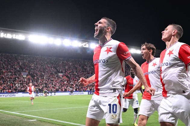 Danijel Sturm of Slavia celebrates a goal during the Football Champions League opening round match Slavia Prague vs RC Lens on September 10, 2026, in Prague, Czech Republic. (CTKxPhoto MichalxKamaryt) CTKPhotoP2026091010456  CTKPhotoP2026091010456