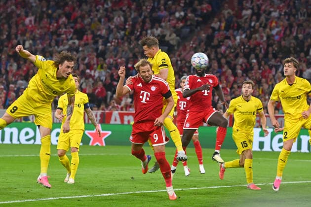 Tor Harry KANE (Bayern Muenchen) zum 2-0,Aktion,Kopfball,Strafraumszene. Fussball Champions League,Saison 2026 27, Ligaphase FC Bayern Muenchen -Bodoe Glimt am 10.09.2026.