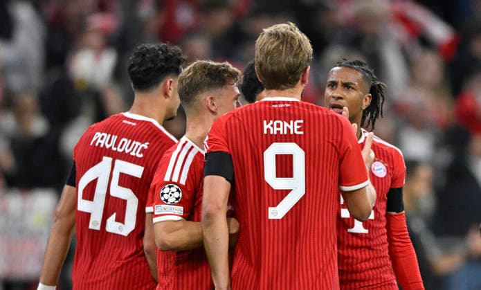 TOR zum 2:0 Harry Kane FC Bayern Muenchen FCB (09) Torjubel Michael Olise FC Bayern Muenchen FCB (17) Aleksandar Pavlovic FC Bayern Muenchen FCB (45) Joshua Kimmich FC Bayern Muenchen FCB (06) FC Bayern Muenchen FCB vs Bodoe Glimt 10.09.2026 DFL REGULATIONS PROHIBIT ANY USE OF PHOTOGRAPHS AS IMAGE SEQUENCES AND OR QUASI-VIDEO FC Bayern Muenchen FCB vs Bodoe Glimt