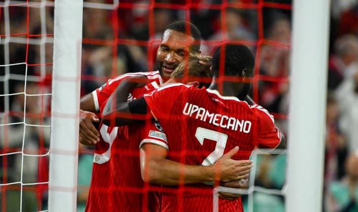 10.09.2026, xemx, Fussball UEFA Champions League, FC Bayern Muenchen - FK Bodö Glimt v.l. Harry Kane (FC Bayern Muenchen) Jubel, Torjubel, celebrate the goal, jubelt ueber das Tor zum 2:0 Muenchen