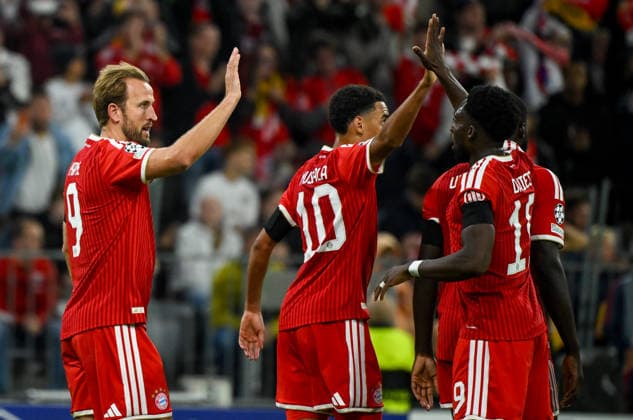 10.09.2026, xemx, Fussball UEFA Champions League, FC Bayern Muenchen - FK Bodö Glimt v.l. Harry Kane (FC Bayern Muenchen) Jubel, Torjubel, celebrate the goal, jubelt ueber das Tor zum 2:0 Muenchen
