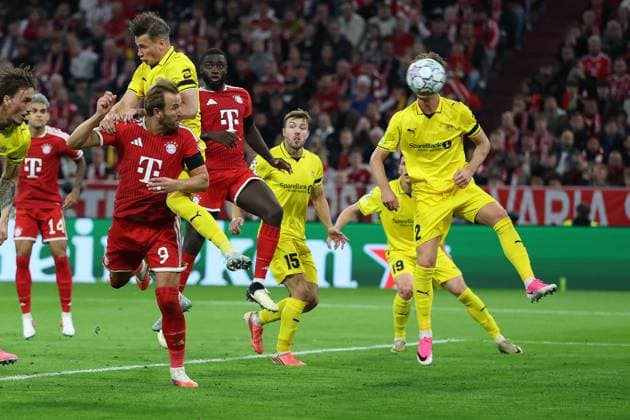 Harry Kane 9 (FC Bayern Muenchen) trifft das Tor zum 2:0 per Kopfball, FC Bayern Muenchen vs. FK Bodo Glimt, Fussball, UEFA, Champions League, Gruppenphase, 09.09.2026 Muenchen Bayern Deutschland