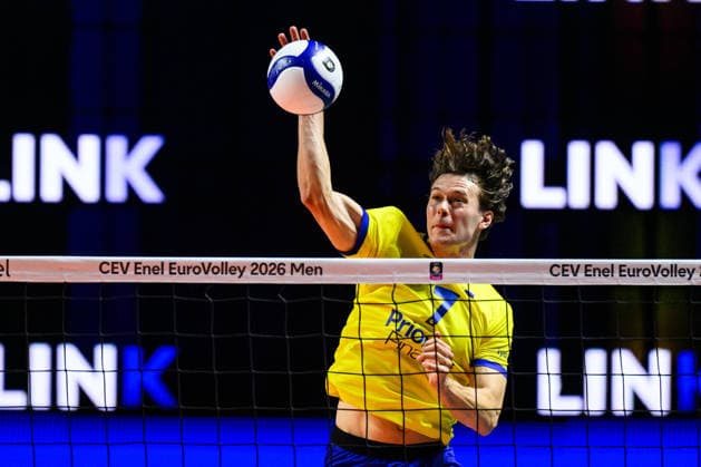 260910 Carl Berkefelt of Sweden during the CEV EuroVolley 2026 group stage volleyball match between Italy and Sweden on September 10, 2026 in Naples. Photo: Domenico Cippitelli BILDBYRAN COP 18 XY0128 volleyboll volleyball volleyboll-em italien sverige cev eurovolley 2026 italy sweden bbeng em Copyright: DomenicoxCippitelli BB260910BB857