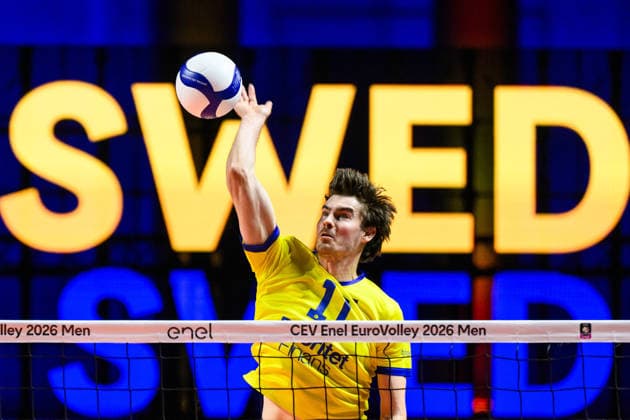 260910 Patrik Johansson of Sweden during the CEV EuroVolley 2026 group stage volleyball match between Italy and Sweden on September 10, 2026 in Naples. Photo: Domenico Cippitelli BILDBYRAN COP 18 XY0128 volleyboll volleyball volleyboll-em italien sverige cev eurovolley 2026 italy sweden bbeng em Copyright: DomenicoxCippitelli BB260910BB860