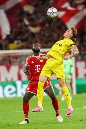 September 10, 2026, Munich, Germany: Dayot Upamecano (Bayern Muniich) and Andreas Helmersen (Bodo Glimt) seen in action during UEFA Champions League 2026 2027 match between Bayern Munich and Bodo Glimt. UEFA Champions League 2026 2027 - Bayern Munich And Bodo Glimt In Munich, Germany - 10 Sep 2026  - ZUMAs197 20260910_aaa_s197_373 Copyright: xGrzegorzxWajdax