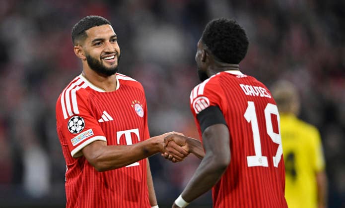 TOR zum 3:0 Alphonso Davies Bayern FC Muenchen FCB (19) Torjubel mit Ismael Saibari FC Bayern Muenchen FCB (34) FC Bayern Muenchen FCB vs Bodoe Glimt 10.09.2026 DFL REGULATIONS PROHIBIT ANY USE OF PHOTOGRAPHS AS IMAGE SEQUENCES AND OR QUASI-VIDEO FC Bayern Muenchen FCB vs Bodoe Glimt
