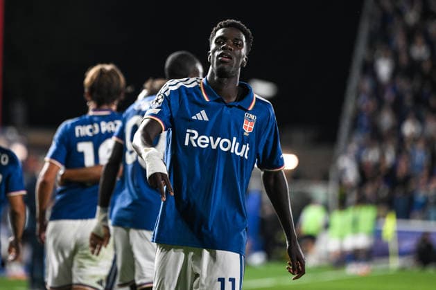 Como™s Assane Diao celebrating after a goal during the UEFA Champions League stage match Phase MD1 between Calcio Como and RB Leipzig at the Giuseppe Sinigaglia stadium in Como, north Italy -September 10, 2026 - Soccer.  Copyright: xTizianoxBallabio LaPressex