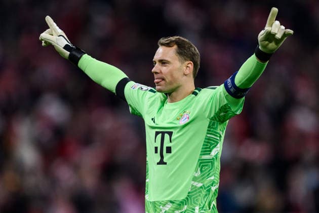 260910 Goalkeeper Manuel Neuer of Bayern München celebrates 3-0 scored by Alphonso Davies (not oictured) during the UEFA Champions League football match between Bayern München and Bodo Glimt on September 10, 2026 in Munich. Photo: Marius Simensen BILDBYRAN COP 238 MM0073 bbeng football fotball fotboll soccer uefa champions league mesterligaen bodo glimt bayern münchen jubel Copyright: MARIUSxSIMENSEN BB260910BB888