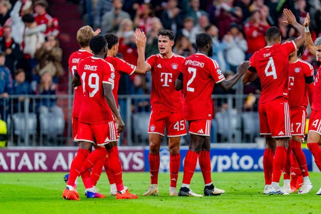 UEFA Champions League, 1. Spieltag, FC Bayern München vs. Bodo Glimt am 10.09.2026 Tor zum 2:0 durch Harry Kane Jamal Musiala Dayot Upamecano Jonathan Tah Alphonso Davies Aleksandar Pavlovic Copyright: xBahhoxKarax