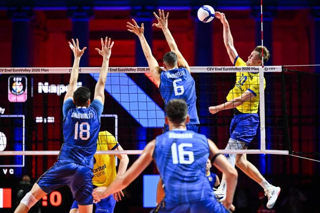 260910 Hampus Ekstrand of Sweden during the CEV EuroVolley 2026 group stage volleyball match between Italy and Sweden on September 10, 2026 in Naples. Photo: Domenico Cippitelli BILDBYRAN COP 18 XY0128 volleyboll volleyball volleyboll-em italien sverige cev eurovolley 2026 italy sweden bbeng em Copyright: DomenicoxCippitelli BB260910BB897
