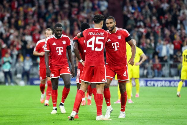 Jubel zum Tor zum 3:0 durch Alphonso Davies (FC Bayern Muenchen, 19), Aleksandar Pavlovic (FC Bayern Muenchen, 45) jubelt mit, mit Jonathan Tah (FC Bayern Muenchen, 04), GER, FC Bayern Muenchen vs. FK Bodo Glimt, Fussball, UEFA Champions League, Liga-Phase, 1. Spieltag, Saison 2026 2027, 10.09.2026, GER, FC Bayern Muenchen vs. FK Bodo Glimt, Fussball, UEFA Champions League, Liga-Phase, 1. Spieltag, Saison 2026 2027, 10.09.2026 Muenchen Copyright: xEibner-Pressefoto JennixMaulx EP_JML