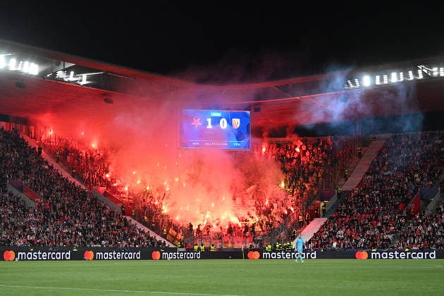 Fans during the Football Champions League opening round match Slavia Prague vs RC Lens on September 10, 2026, in Prague, Czech Republic. (CTKxPhoto MichalxKamaryt) CTKPhotoP2026091010596  CTKPhotoP2026091010596