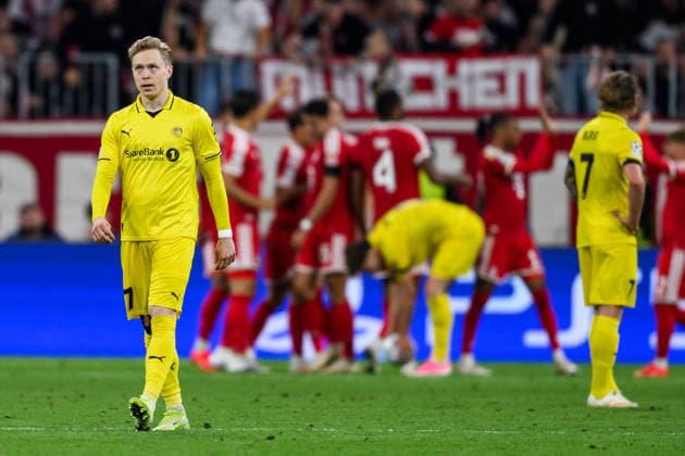 260910 Ola Brynhildsen of Bodo Glimt looks dejected after 4-0 during the UEFA Champions League football match between Bayern München and Bodo Glimt on September 10, 2026 in Munich. Photo: Marius Simensen BILDBYRAN COP 238 MM0073 bbeng football fotball fotboll soccer uefa champions league mesterligaen bodo glimt bayern münchen depp Copyright: MARIUSxSIMENSEN BB260910BB911