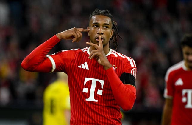 10.09.2026, xemx, Fussball UEFA Champions League, FC Bayern Muenchen - FK Bodö Glimt v.l. Michael Olise (FC Bayern Muenchen) Jubel, Torjubel, celebrate the goal, jubelt ueber das Tor zum 4:0 Muenchen