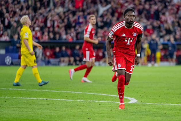 Alphonso Davies (FC Bayern Muenchen, 19) bejubelt sein Tor zum 3:0 GER, FC Bayern Muenchen vs. FK Bodo Glimt, Fussball, UEFA Champions League, Ligaphase, 1. Spieltag, Spielzeit 2026 2027, 10.09.2026 (DFL DFB REGULATIONS PROHIBIT ANY USE OF PHOTOGRAPHS as IMAGE SEQUENCES and or QUASI-VIDEO). Foto: HMB Media Heike Feiner Copyright: HMBxMedia HeikexFeiner
