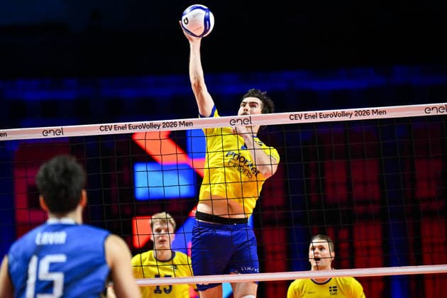 260910 Patrik Johansson of Sweden during the CEV EuroVolley 2026 group stage volleyball match between Italy and Sweden on September 10, 2026 in Naples. Photo: Domenico Cippitelli BILDBYRAN COP 18 XY0128 volleyboll volleyball volleyboll-em italien sverige cev eurovolley 2026 italy sweden bbeng em Copyright: DomenicoxCippitelli BB260910BB939