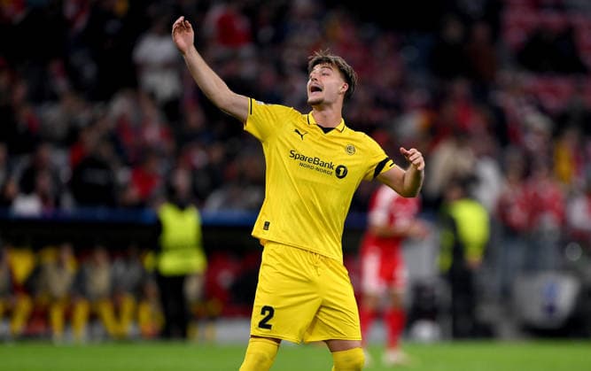 FUSSBALL CHAMPIONS LEAGUE SAISON 2026 2027 Vorrunde 1. Spieltag 10.09.2026 FC Bayern Muenchen - FK Bodoe Glimt Villads Nielsen (FK Bodoe Glimt)
