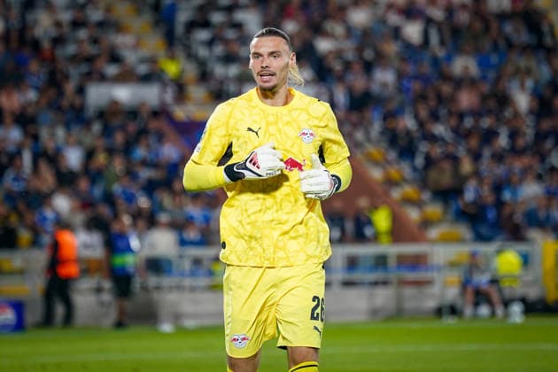 Italien: Fussball UEFA Champions League 2026 - 2027, 1. Spieltag - Como 1907 vs RB Leipzig - Giuseppe Sinigaglia (Como): Maarten Vandevoordt (RB Leipzig, 26) Mimik, Gesichtsausdruck, Emotion Copyright: xJOERANxSTEINSIEKx