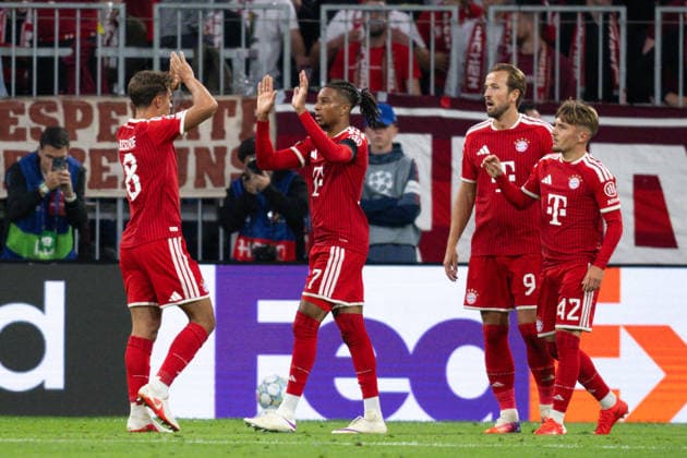 260910 Michael Olise of Bayern München celebrates after scoring 5-0 during the UEFA Champions League football match between Bayern München and Bodo Glimt on September 10, 2026 in Munich. Photo: Marius Simensen BILDBYRAN COP 238 MM0073 bbeng football fotball fotboll soccer uefa champions league mesterligaen bodo glimt bayern münchen jubel Copyright: MARIUSxSIMENSEN BB260910BB953