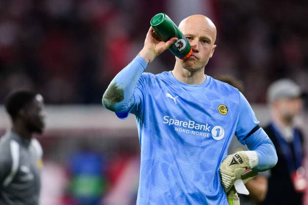 260910 Goalkeeper Julian Faye Lund of Bodo Glimt looks dejected after the UEFA Champions League football match between Bayern München and Bodo Glimt on September 10, 2026 in Munich. Photo: Marius Simensen BILDBYRAN COP 238 MM0073 bbeng football fotball fotboll soccer uefa champions league mesterligaen bodo glimt bayern münchen depp Copyright: MARIUSxSIMENSEN BB260910BB978