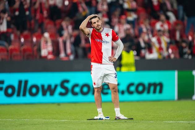 Disappointed David Jurasek during UEFA Champions league match, SK Slavia Praha - RC Lens , 10 september 2026, Fortuna Arena, Praha, Czech republic Copyright: xMICHALxFAJT,ZOSPORTU.SKx MAJ_4371