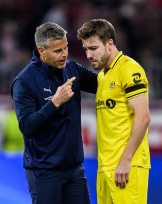 260910 Head coach Kjetil Knutsen and Fredrik Bjorkan of Bodo Glimt after the UEFA Champions League football match between Bayern München and Bodo Glimt on September 10, 2026 in Munich. Photo: Marius Simensen BILDBYRAN COP 238 MM0073 bbeng football fotball fotboll soccer uefa champions league mesterligaen bodo glimt bayern münchen Copyright: MARIUSxSIMENSEN BB260910BB997