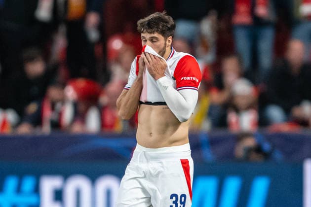 Disappointed David Jurasek during UEFA Champions league match, SK Slavia Praha - RC Lens , 10 september 2026, Fortuna Arena, Praha, Czech republic Copyright: xMICHALxFAJT,ZOSPORTU.SKx MAJ_4223