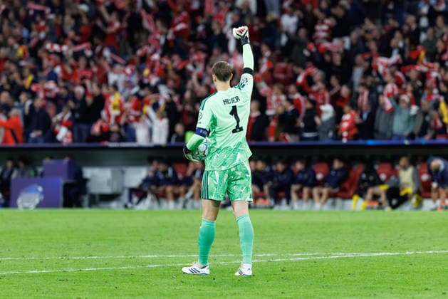 Manuel Neuer (1, FC Bayern München) Tor zum 5 : 0 beim Spiel zwischen FC Bayern München v FK Bodo Glimt, Fussball, Herren, UEFA Champions League, 2026 2027, 1.Spieltag am 10.09.2026 in München, Allianz Arena. Bayern Deutschland