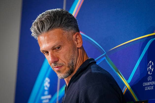 Italien: Fussball UEFA Champions League 2026 - 2027, 1. Spieltag - Como 1907 vs RB Leipzig - Giuseppe Sinigaglia (Como): Martin Demichelis (Trainer RB Leipzig) Mimik, Gesichtsausdruck, Emotion, Pressekonferenz, Medien Copyright: xJOERANxSTEINSIEKx